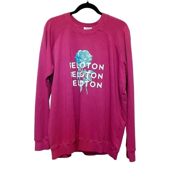 Peloton NWT Rose Logo Print Crewneck Sweatshirt Pink Women’s Size L - Picture 2 of 7